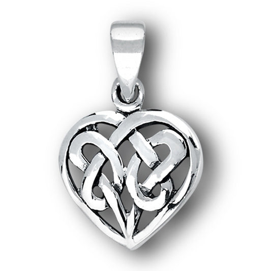 Heart Celtic Pendant .925 Sterling Silver Endless Braided Woven Infinity Charm