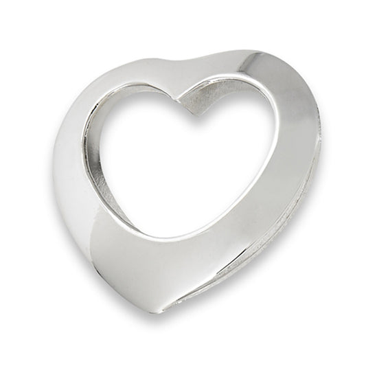 Promise Heart Pendant .925 Sterling Silver Cutout Basic Chunky Simple Charm