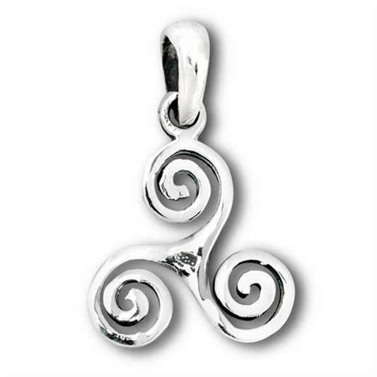 Trinity Triskelion Pendant .925 Sterling Silver Spiral Trinacria Triple Swirl Charm