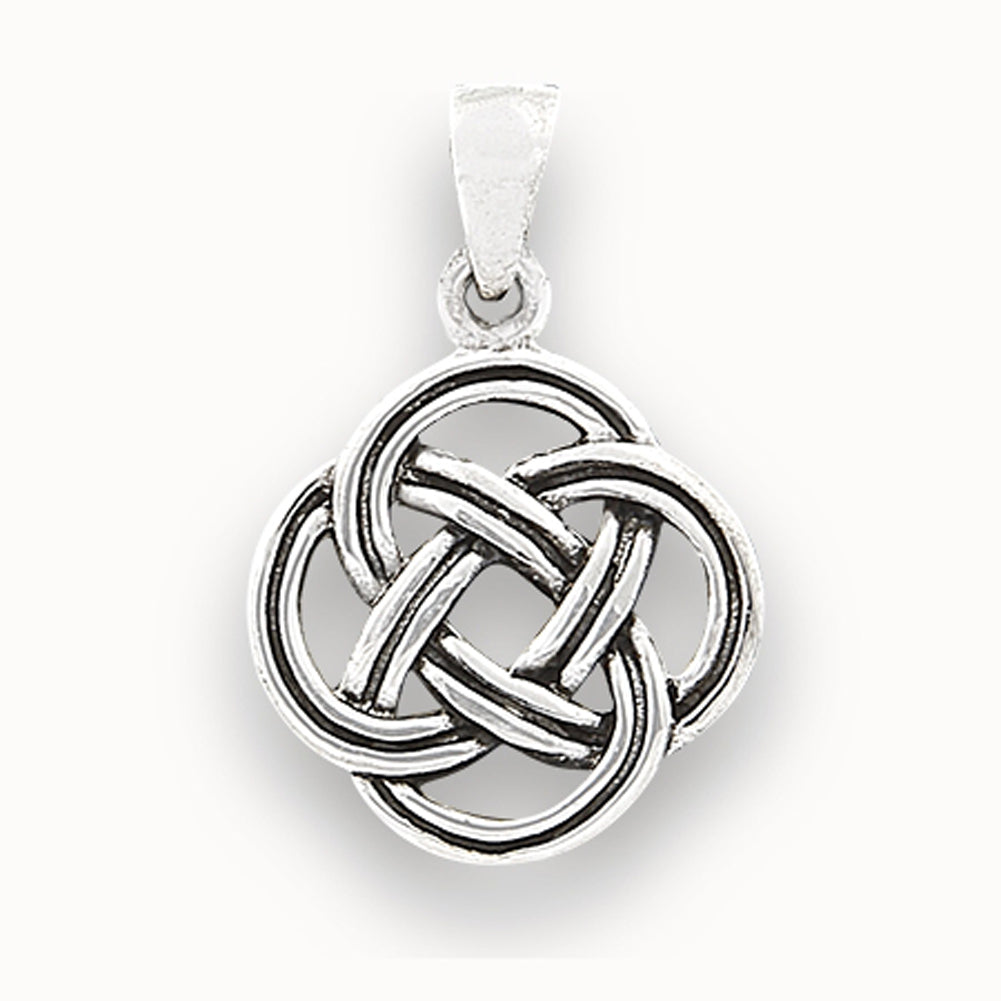 Clover Celtic Pendant .925 Sterling Silver Braided Loop Endless Open Flower Charm