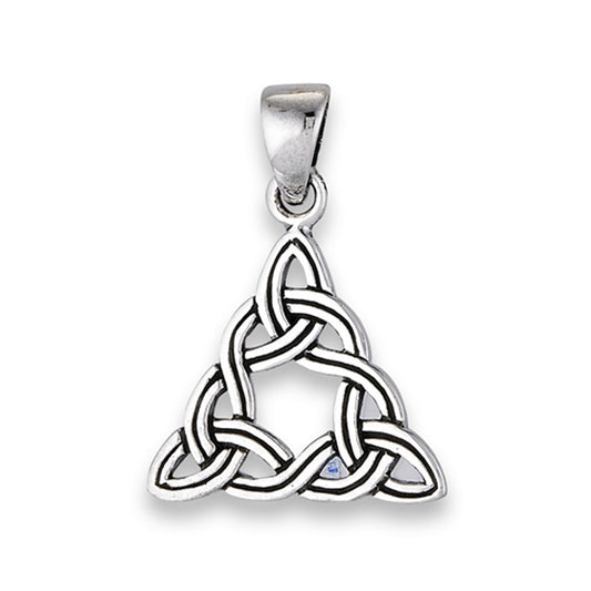 Triquetra Trinity Pendant .925 Sterling Silver Triangle Knot Woven Repeating Charm