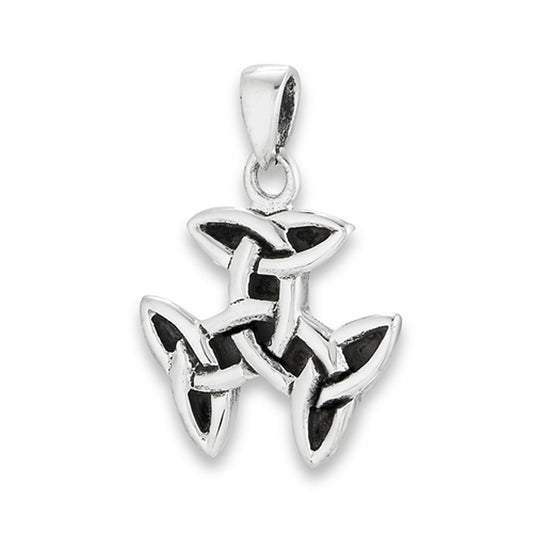 Celtic Trinity Knot Triquetra Pendant .925 Sterling Silver Black Open Charm