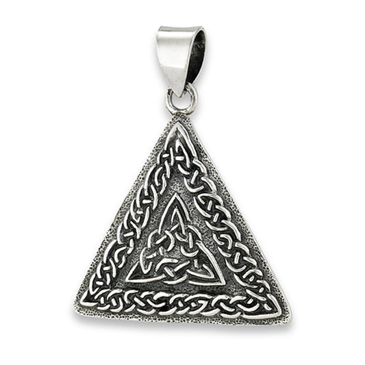 Celtic Knot Triquetra Pendant .925 Sterling Silver Endless Triangle Woven Charm