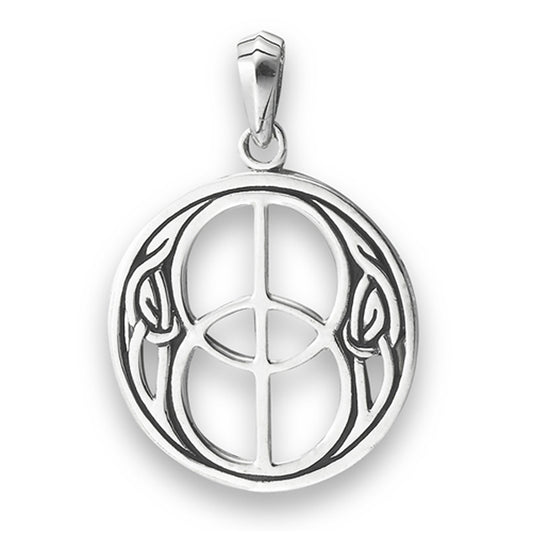 Celtic Peace Sign Pendant .925 Sterling Silver Unity Infinity Knot Hippie Symbol Charm