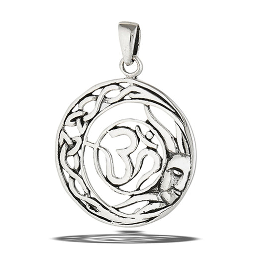 Celestial Om Sign Pendant .925 Sterling Silver Knot Yoga Mystic Meditation Charm
