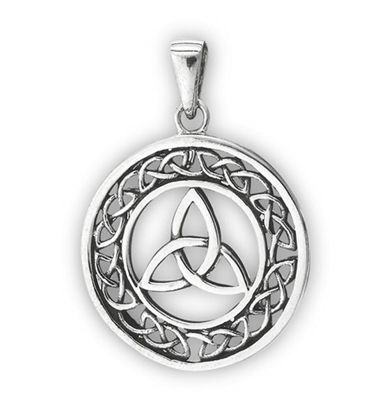 Trinity Triquetra Pendant .925 Sterling Silver Circle Celtic Endless Infinity Charm