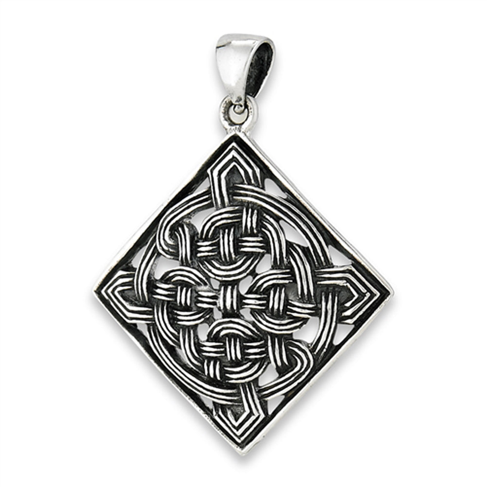 Knot Celtic Pendant .925 Sterling Silver Endless Square Woven Infinity ...