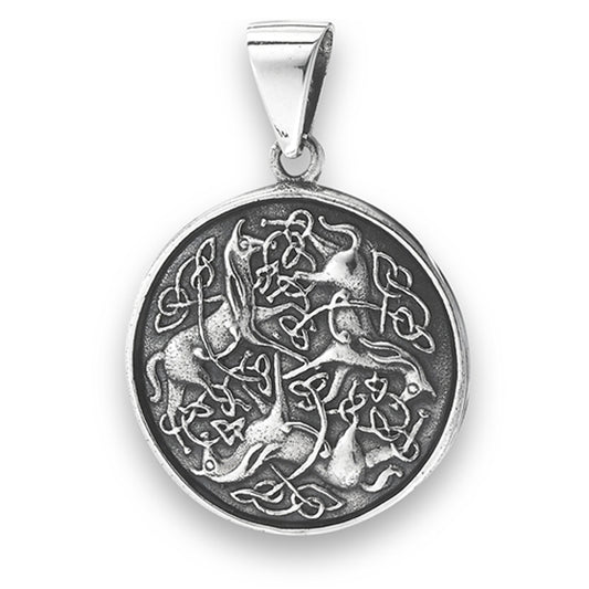 Greek Celtic Pendant .925 Sterling Silver Animal Equestrian Mythology Charm
