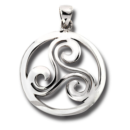 Wave Celtic Trisceal Pendant .925 Sterling Silver Trinity High Polish Charm