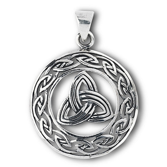 Trinity Knot Celtic Pendant .925 Sterling Silver Link Woven Infinity Braid Charm