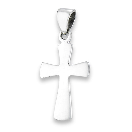 Thick Cross Pendant .925 Sterling Silver Rounded Faith Christianity Charm