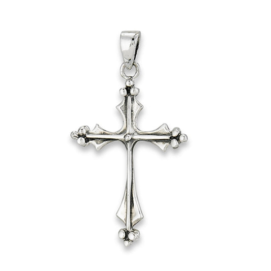 Pointed Christian Cross Pendant .925 Sterling Silver Traditional Narrow Charm