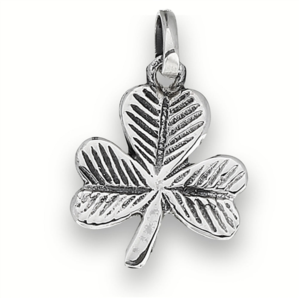 Clover Shamrock Pendant .925 Sterling Silver Traditional Classic 3 Leaf Charm