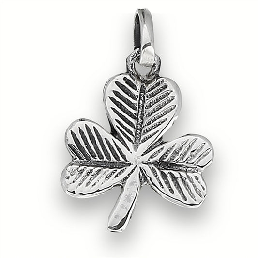 Clover Shamrock Pendant .925 Sterling Silver Traditional Classic 3 Leaf Charm