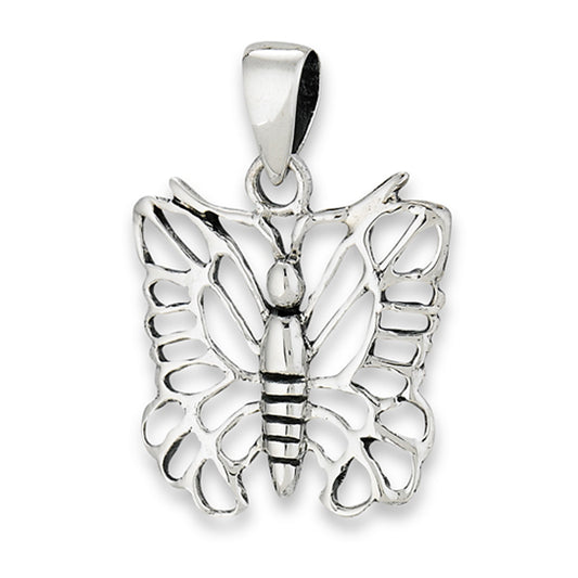 Wings Butterfly Pendant .925 Sterling Silver Cutout Open Bug Animal Symbol Charm