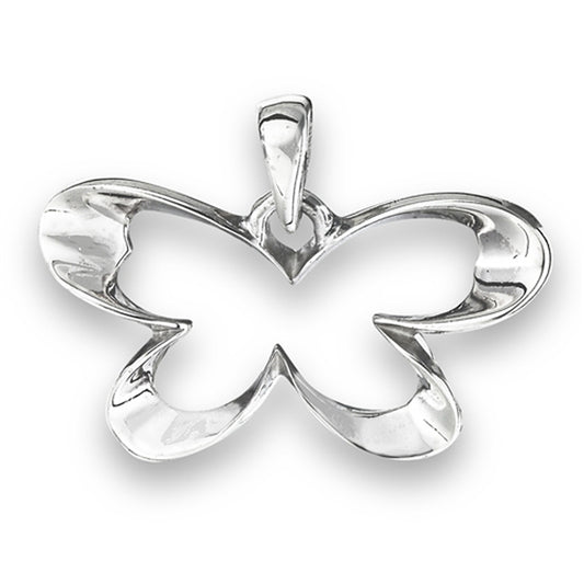 Abstract Butterfly Pendant .925 Sterling Silver High Polish Animal Wings Charm