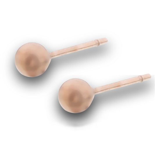 4mm Brush Ball Stud Rose Gold-Tone Basic Plain Round Stud Earrings