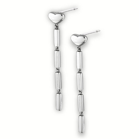 Dangling Bar Heart Interlocked Classic Love Earrings