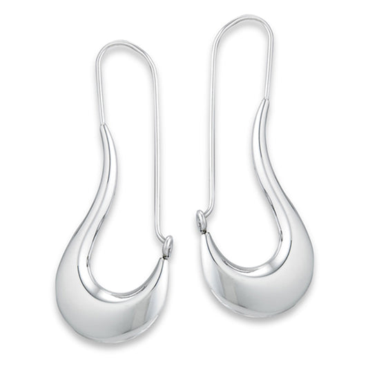 Elongated Hoop Medium High Polish Abstract Modern Plain Earrings
