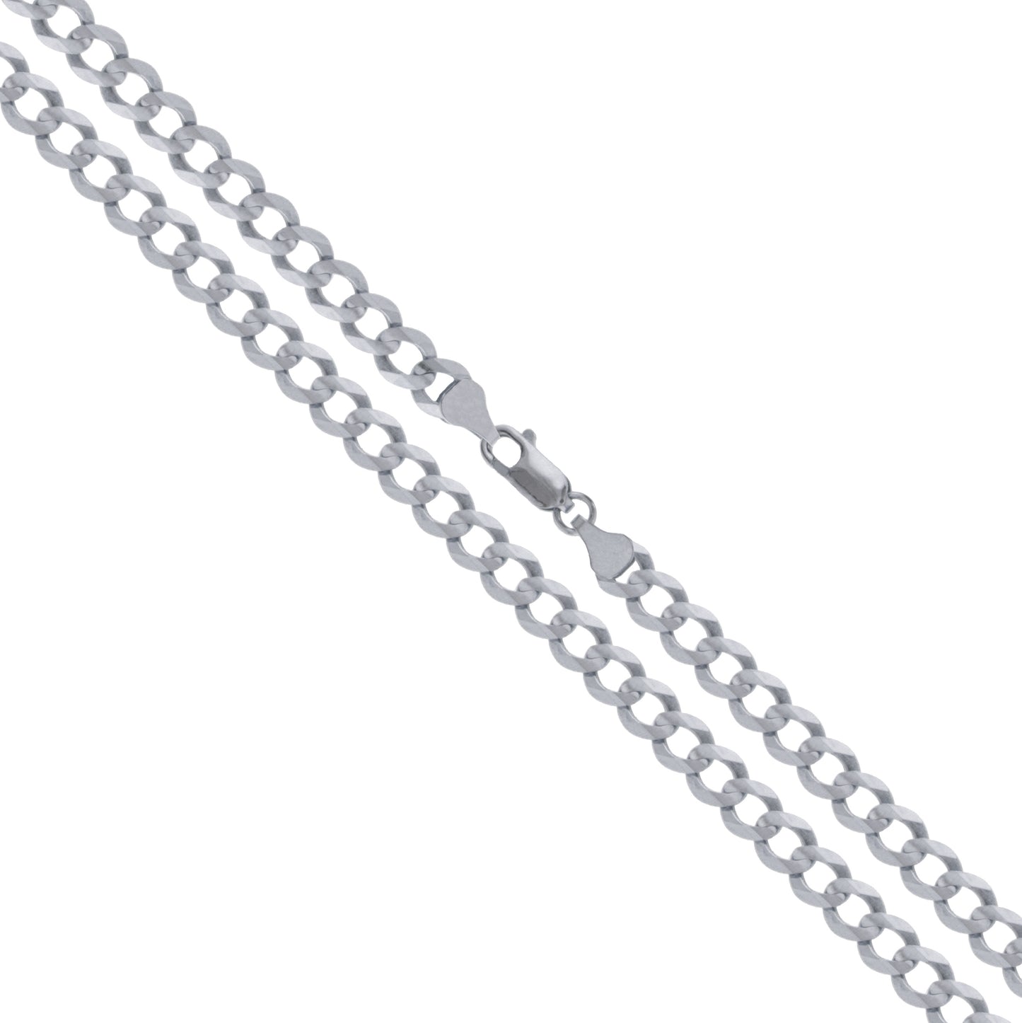 10k White Gold Solid Curb Link Chain 3.2mm Necklace