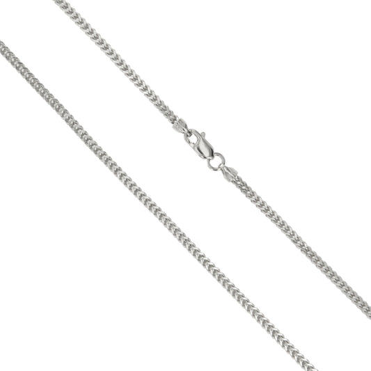 14k White Gold Solid Franco Wheat Rope Chain 1.2mm Necklace
