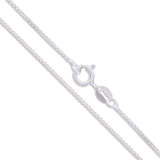 14k White Solid Gold Box Link Chain 0.6mm Necklace
