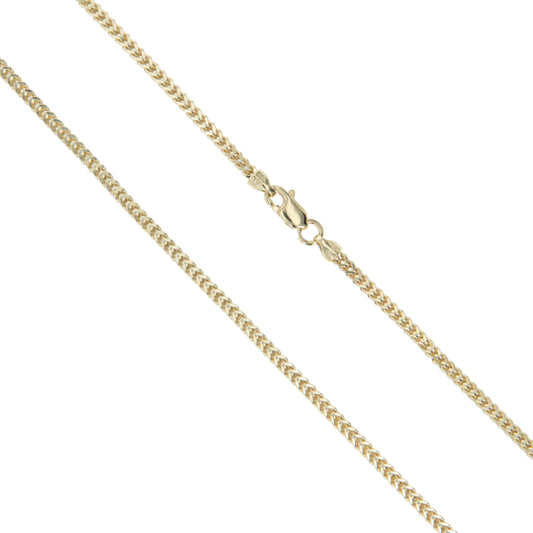 14k Yellow Gold Solid Franco Wheat Rope Chain 1mm Necklace