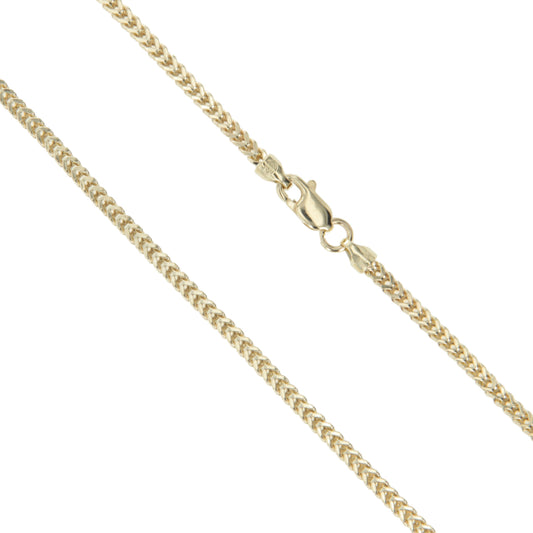 10k Yellow Gold-Hollow Franco Wheat Rope Chain 3mm Necklace
