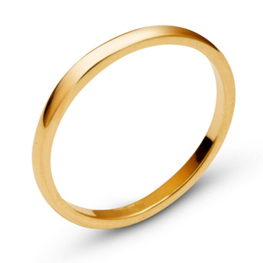 10k Yellow Solid Gold 2mm Comfort Fit Domed Plain Men's Women's Wedding Band