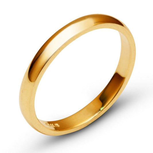 14k Yellow Solid Gold 3mm Comfort Fit Domed Plain Men's Women's Wedding Band