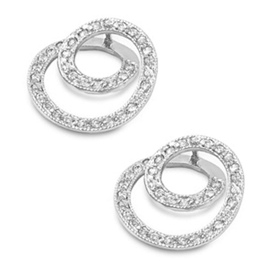 Swirl Earrings Clear Simulated CZ .925 Sterling Silver