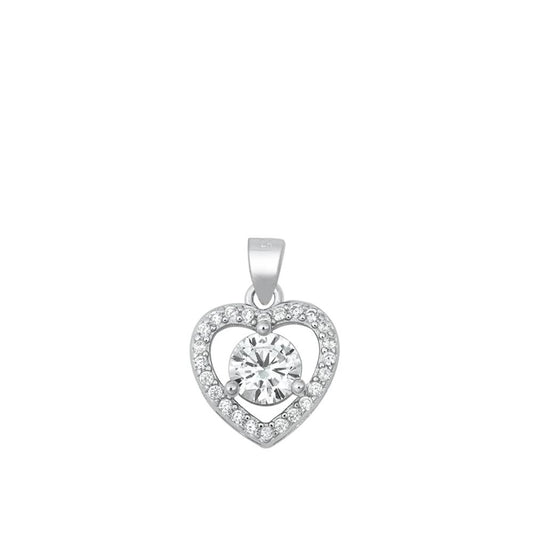 Sterling Silver Clear CZ Promise Heart Pendant Anniversary Love Romantic Charm