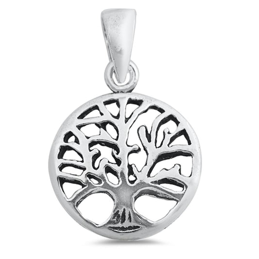 Sterling Silver Tree of Life Pendant Branch Roots Open Circle Charm 925 New