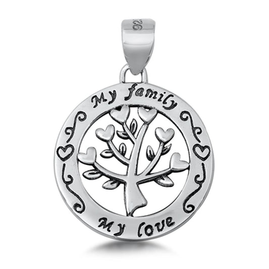 Sterling Silver Tree of Life Pendant Family Love Filigree Swirl Heart Charm 925