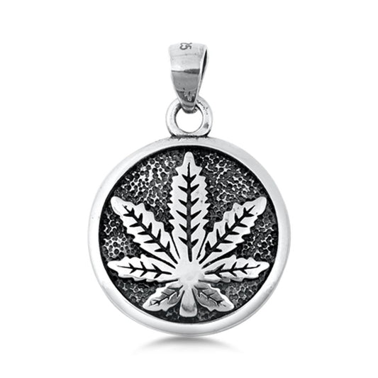 Sterling Silver Marijuana Cannabis Pendant Pot Leaf Plant Medallion Charm 925