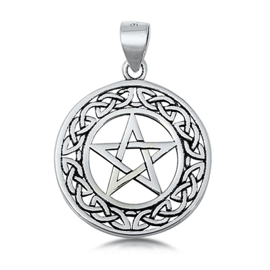 Sterling Silver Celtic Pentagram Pendant Knot Braid Open Cutout Charm 925 New