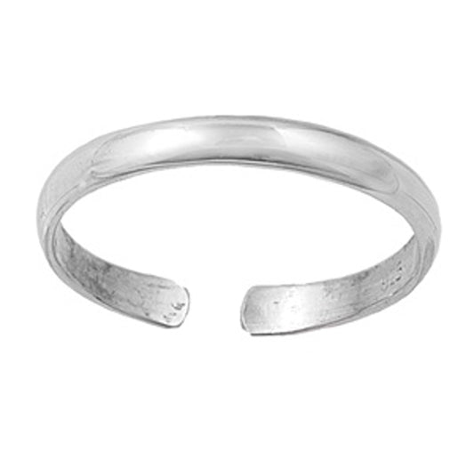 Sterling Silver Fashion Plain Toe Ring Adjustable Minimalist Midi Band .925 New