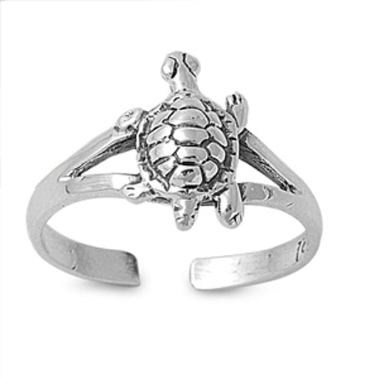 Sterling Silver Beautiful Turtle Toe Ring Adjustable Midi Beach Band 925 New