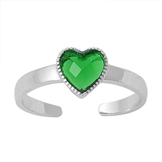 Solitaire Heart Simulated Emerald .925 Sterling Silver Toe Ring