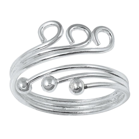 Sterling Silver Cute Adjustable Swirl Toe Ring Midi Spoon Fashion Band 925 New