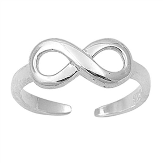 Sterling Silver Classic Infinity Toe Ring Adjustable Fashion Midi Band .925 New