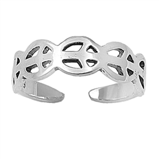 Peace Sign .925 Sterling Silver Toe Ring