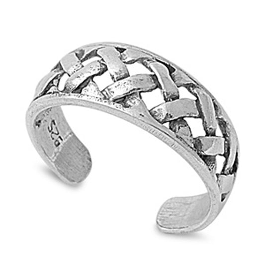 Sterling Silver Classic Braided Toe Ring Adjustable Weave Midi Band .925 New