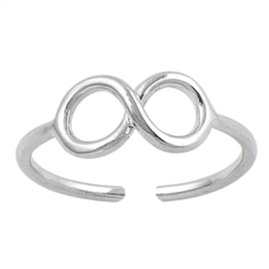 Sterling Silver Polished Infinity Toe Ring Adjustable Fashion Midi Band .925 New