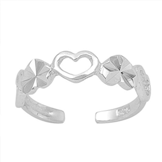 Sterling Silver Beautiful Heart Ring Cute Adjustable Flower Midi Band .925 New