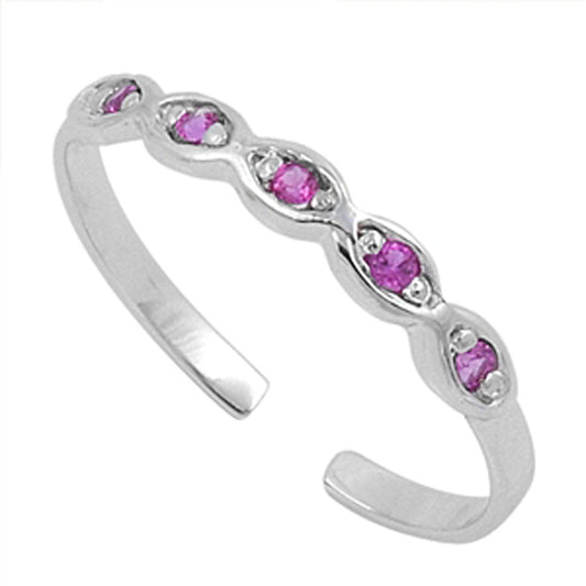 Infinity Simulated Ruby .925 Sterling Silver Toe Ring