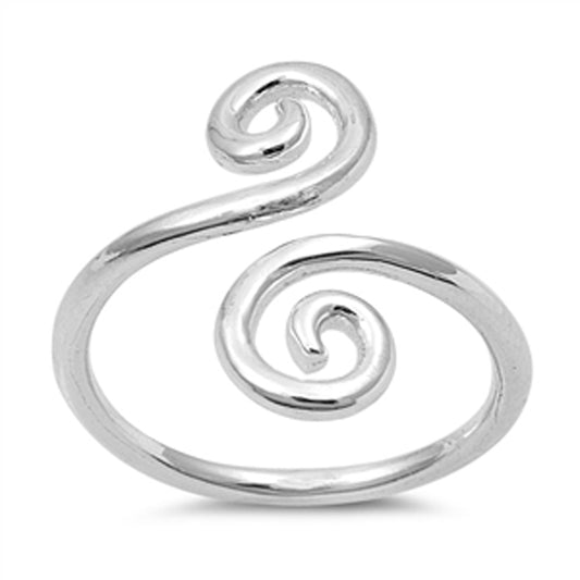Sterling Silver Polished Spiral Toe Ring Adjustable Swirl Midi Band .925 New