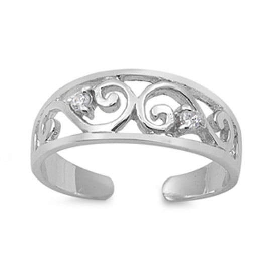 Infinity Swirl Clear Simulated CZ .925 Sterling Silver Toe Ring
