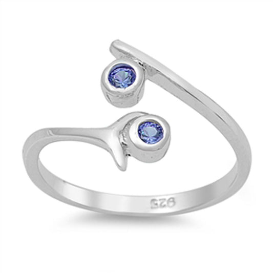 Round Blue Simulated Sapphire .925 Sterling Silver Toe Ring