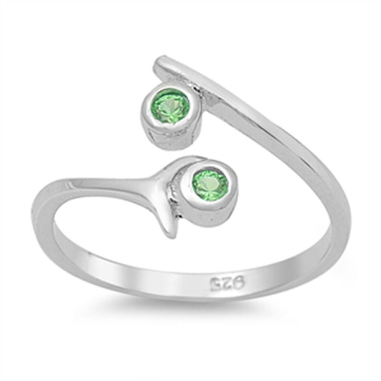 Round Simulated Emerald .925 Sterling Silver Toe Ring